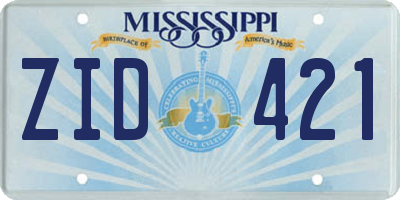 MS license plate ZID421