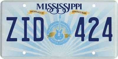 MS license plate ZID424