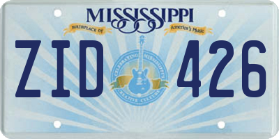 MS license plate ZID426