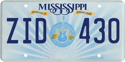 MS license plate ZID430