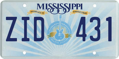 MS license plate ZID431