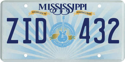 MS license plate ZID432