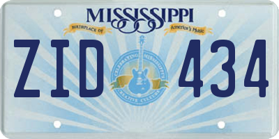 MS license plate ZID434