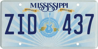 MS license plate ZID437