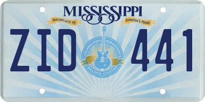 MS license plate ZID441