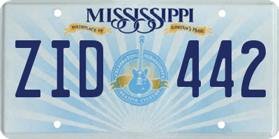 MS license plate ZID442