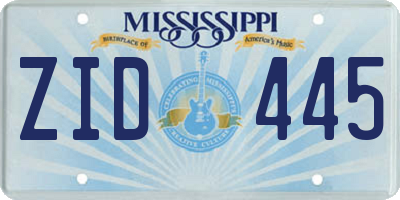 MS license plate ZID445