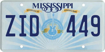 MS license plate ZID449