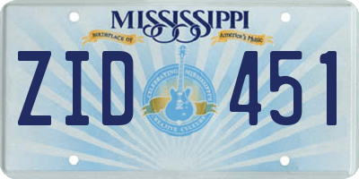 MS license plate ZID451