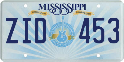 MS license plate ZID453