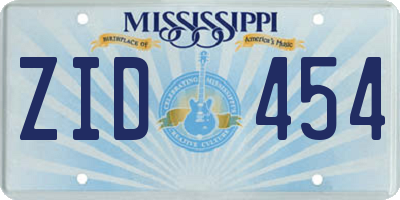 MS license plate ZID454