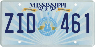 MS license plate ZID461