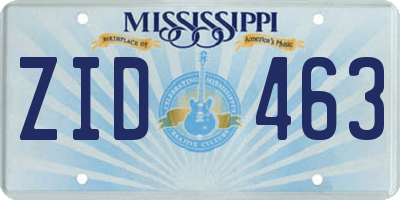 MS license plate ZID463