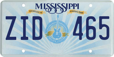 MS license plate ZID465