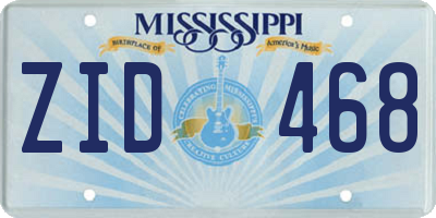 MS license plate ZID468
