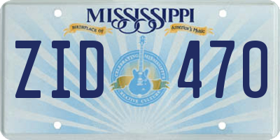 MS license plate ZID470