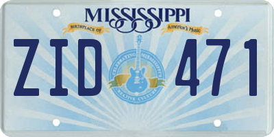MS license plate ZID471