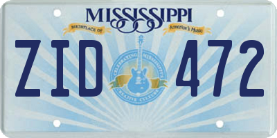 MS license plate ZID472