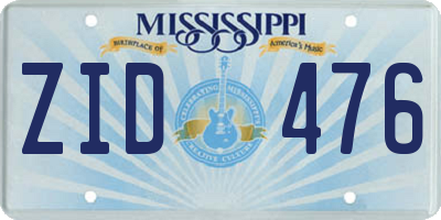 MS license plate ZID476