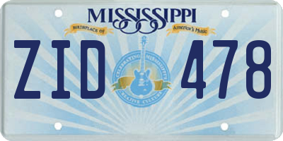 MS license plate ZID478