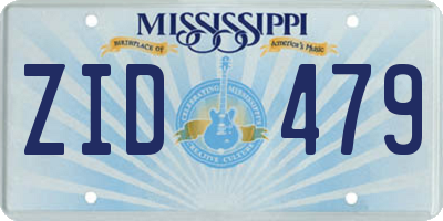 MS license plate ZID479