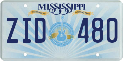 MS license plate ZID480