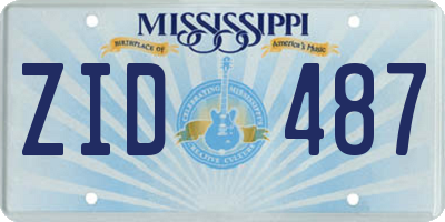 MS license plate ZID487