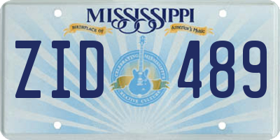 MS license plate ZID489