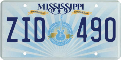 MS license plate ZID490