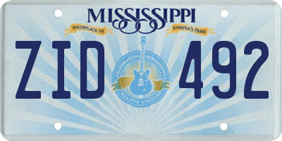 MS license plate ZID492