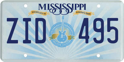 MS license plate ZID495