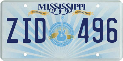 MS license plate ZID496