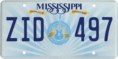 MS license plate ZID497