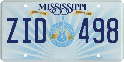 MS license plate ZID498