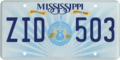MS license plate ZID503