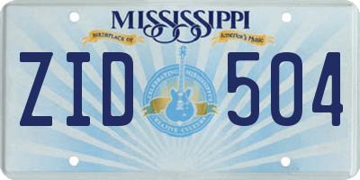 MS license plate ZID504