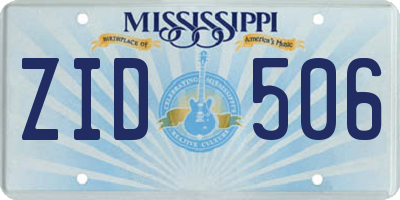 MS license plate ZID506