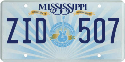 MS license plate ZID507