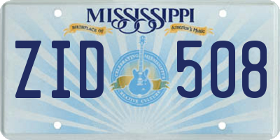 MS license plate ZID508