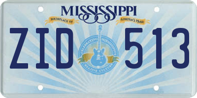 MS license plate ZID513