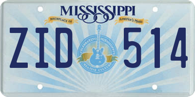 MS license plate ZID514