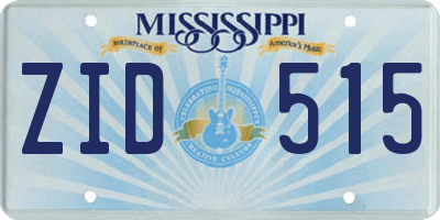 MS license plate ZID515