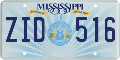 MS license plate ZID516