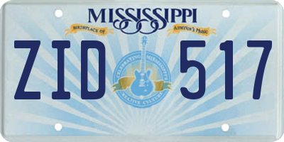 MS license plate ZID517