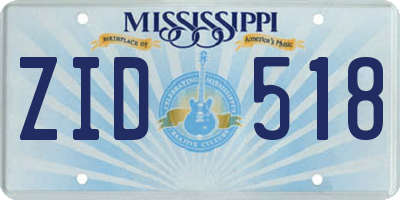 MS license plate ZID518