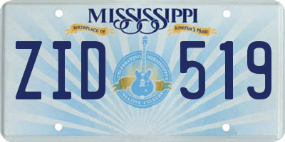 MS license plate ZID519