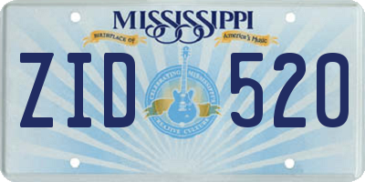 MS license plate ZID520