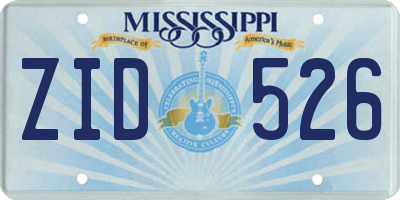 MS license plate ZID526