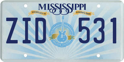 MS license plate ZID531