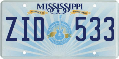 MS license plate ZID533